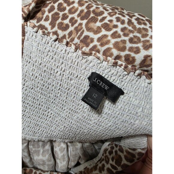 J.Crew Leopard Print Puff Sleeve Smocked Dress Size 12 - Picture 14 of 14